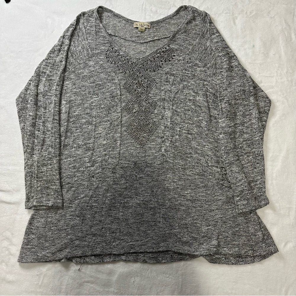 Live and Let Live Gray‎ Long Sleeve Top Size 1X